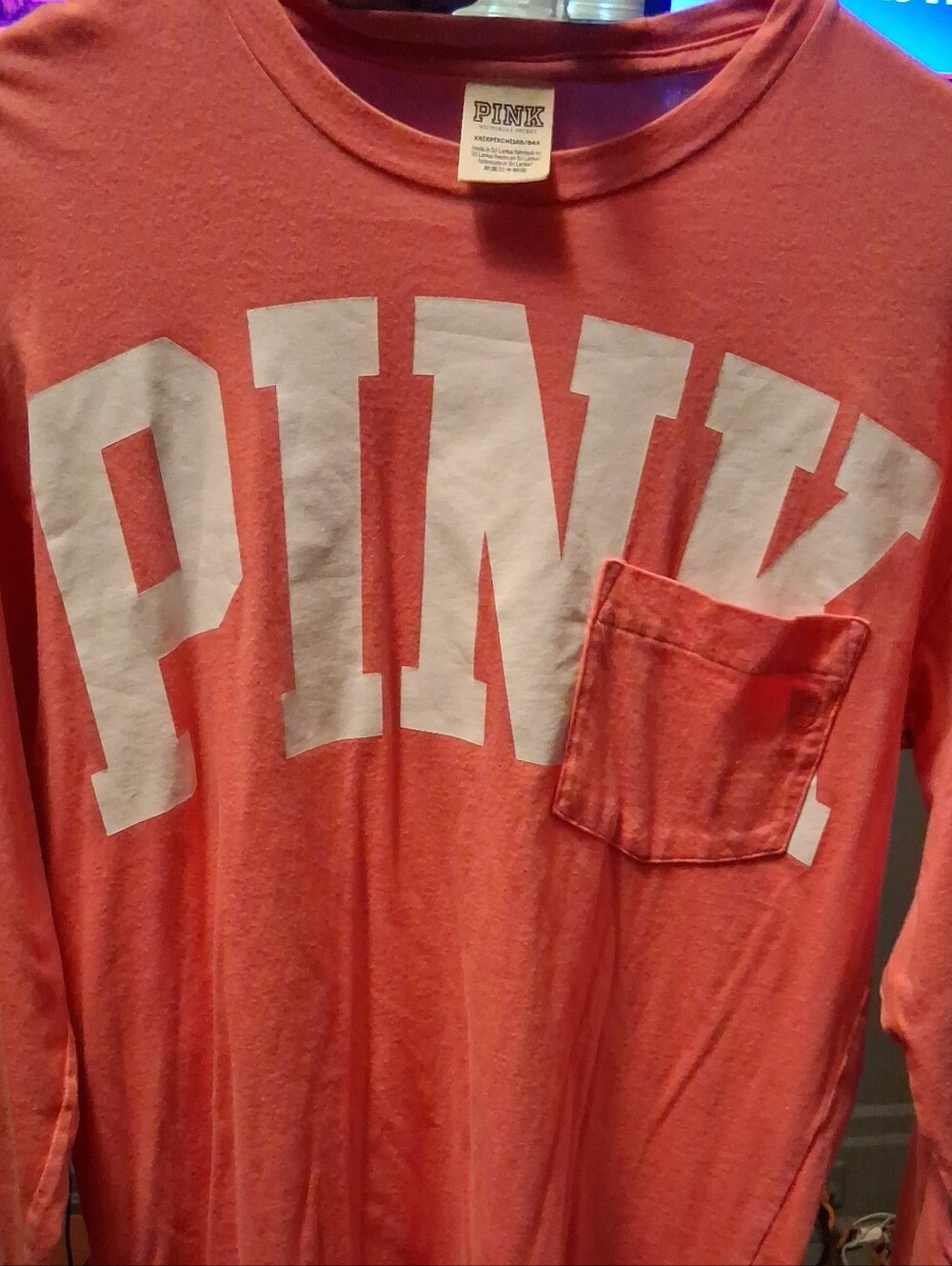 PINK Victoria's Secret Coral Graphic Long Sleeve